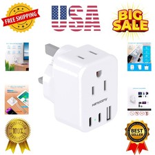 to UK Ireland Travel Plug Adapter, Type G Travel Adapter 2 Outlets 3 USB Port...
