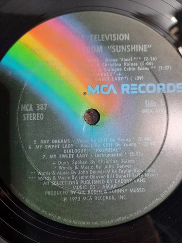 Sunshine Original Television Soundtrack Vinyl LP 1973 John Denver Songs by Cast - Imagen 6 de 6