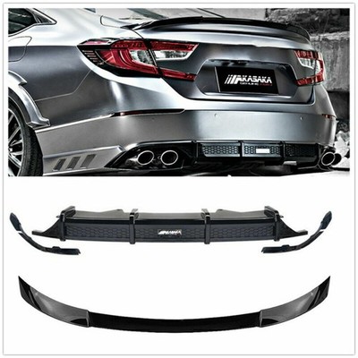 Car Rear Diffuser Lip + Rear Trunk Wing Lip Spoiler For 2018 2019 Honda Accord