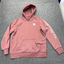 Carhartt Hoodie Womens Large Mauve Pink Logo Pullover