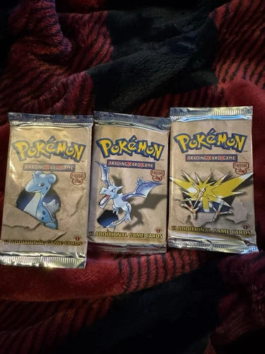 Pack Of Three Pokemon TCG Fossil Edition 1 HEAVY Booster Packs