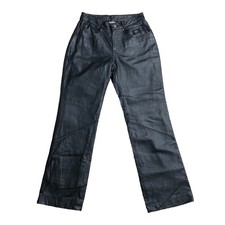 Harley Davidson Pants Women  s Size 30/2 Black Leather Motorcycle Straight Lined
