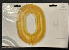 Metallic Gold Party Supplies Jumbo SuperShape Number 0 Foil Balloon 37” X 53”