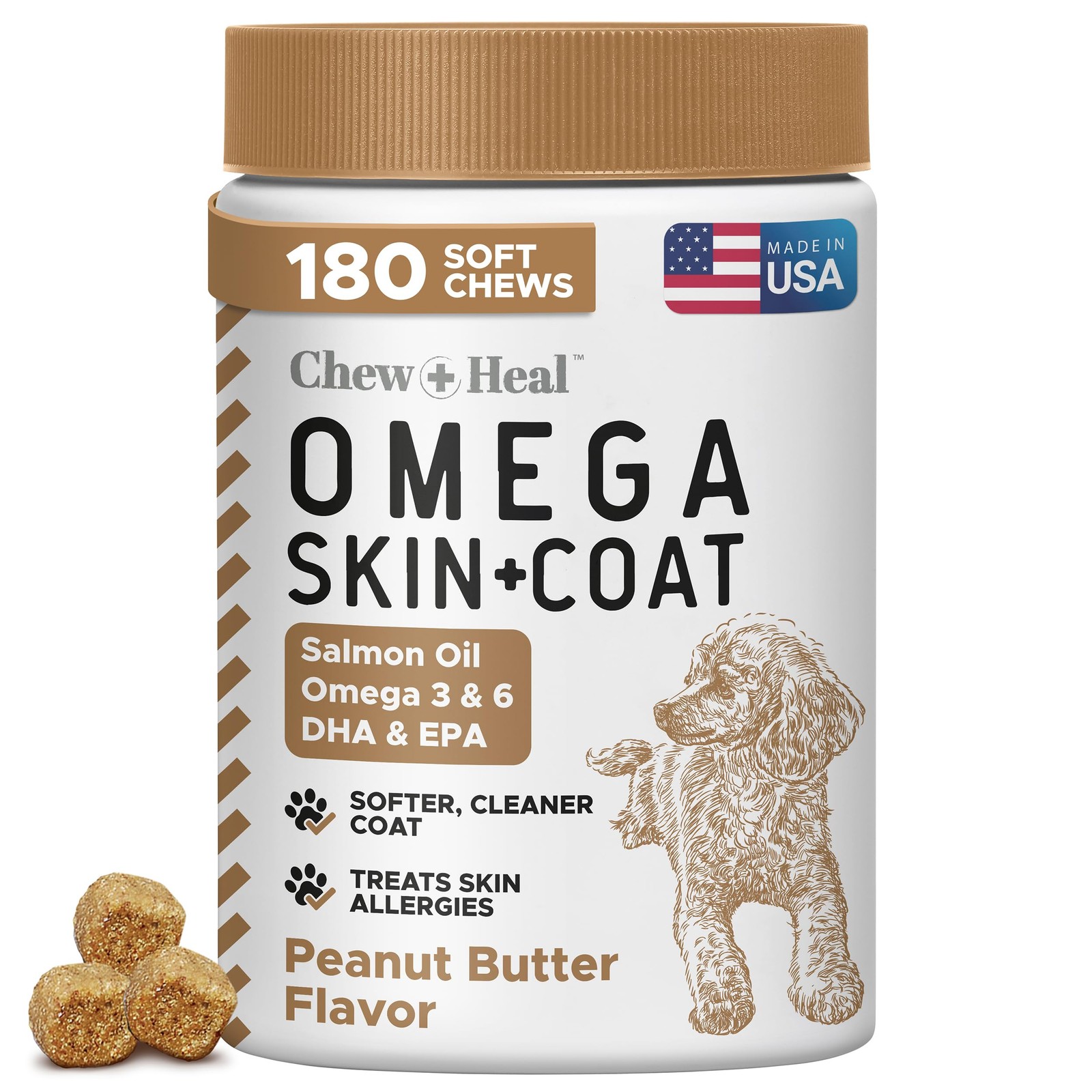 Omega for Dogs - 180 Delicious Soft Chews - Salmon Oil Treat