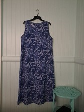 RipSkirt Rip Skirt Hawaii Floral Maxi Shift Dress Sleeveless Pockets Sz L Blue