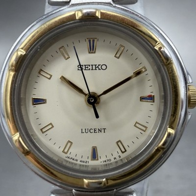 Seiko Lucent Watch Women 23mm Cream Dial Two Tone Round 4N21-0760
