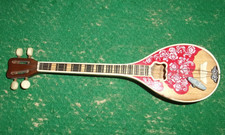 SPIELUHR BOUZOUKI GRIECHISCH AUFZIEH MANDOLINE MINIATUR SOUVENIR 27cm VINTAGE RETRO