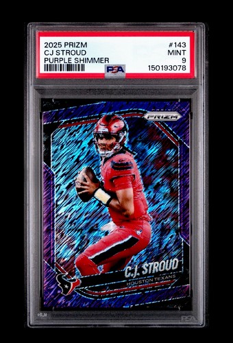 2025 Prizm NFL CJ Stroud Purple Shimmer FOTL Prizm /15 #143 HOU Texans PSA 9