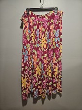 Vtg Classic Dimensions Skirt 18W Pink Floral Midi Pleated Gauze Boho Deadstock