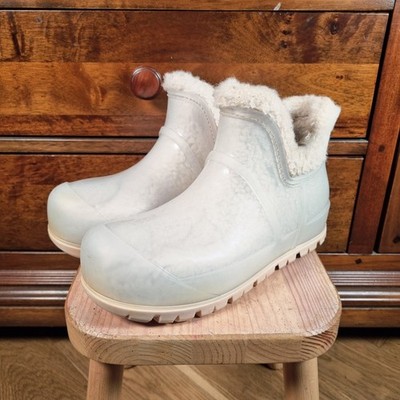 UGG Raincloud Natural Waterproof Rubber Regenstiefel Fleece gefüttert UK6 beige 