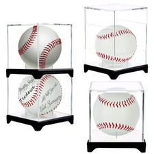 4 Pack（with Base） Baseball Display Case,UV Protected 4 PACK（with Base）, Clear 