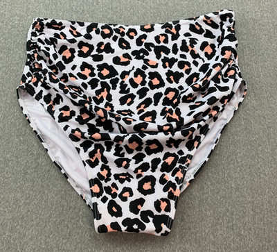 Summer Mae Maternity Swimsuit Bottoms Size Large White Animal Print Side Shirred