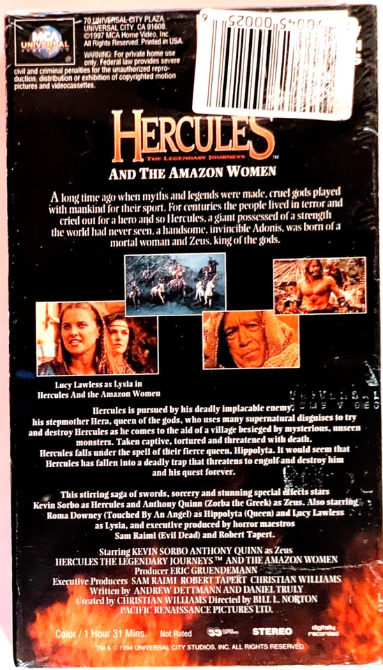 Hercules The Legendary Journeys:  And The Amazon Women (VHS, 1994)(TV Series) - Image 3 of 4