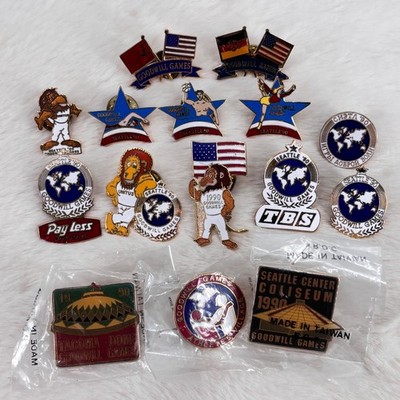Vtg 1990 Goodwill Games Seattle Center WA Enamel Trading Pin Lot - TBS Lion