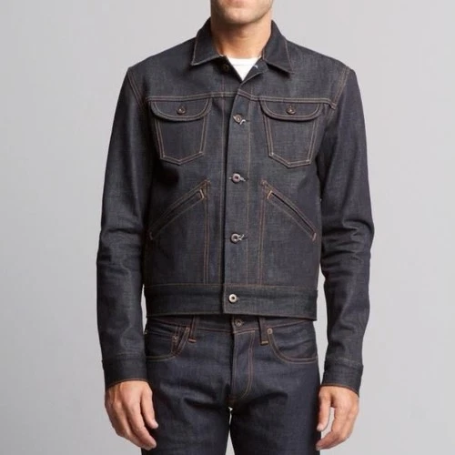 Todd Snyder Made in USA Selvedge Denim Trucker Jacket Men M Dark Indigo - product listing photo