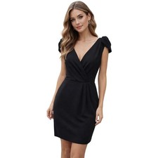 Loft sz 8 chic cocktail professional form fitting little black dress elegant EUC