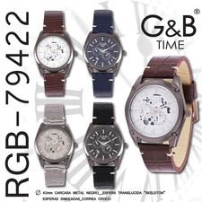 G&B Men's Quartz Watch Leather Strap Analogue Elegant 30m New