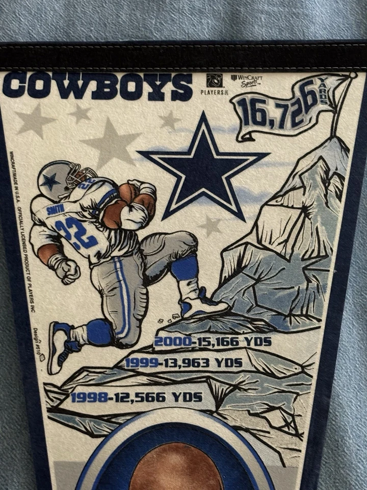 Dallas Cowboys Emmitt Smith RB Rushing Title Goal Pennant - Image 4 of 4