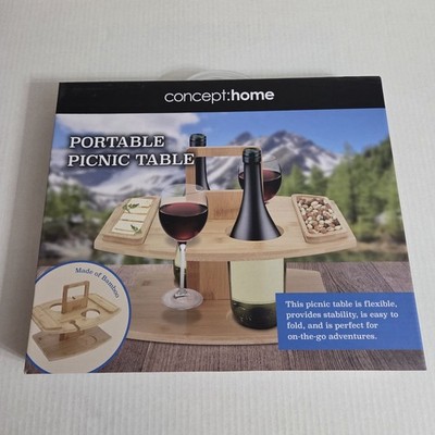 Portable Bamboo Picnic Table by Concept Home New In Box