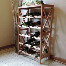 25-Bottle Freestanding Wine Rack Bottle Holder W/ Tabletop Kitchen Storage Stand