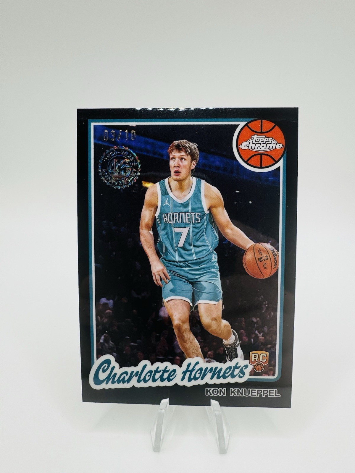 Kon Knueppel 2025 Topps Chrome Basketball Mojo Black /10 RC Hornets Silver NBA
