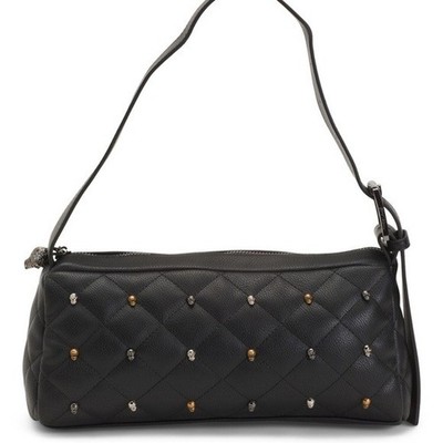 Betsey Johnson xorumor Embossed Skulls Shoulder Bag Quilted Limited Ed Black NWT