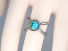 Vintage Estate Silver Tone Watermelon Rivoli Green Pink Blue Solitaire Ring Sz 5 — photo 5