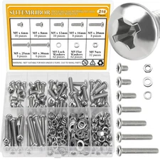 216 Pieces M5 Machine Screws Nuts Washers Set, M5 x 6/8/12/16/20/25/30mm Phil...