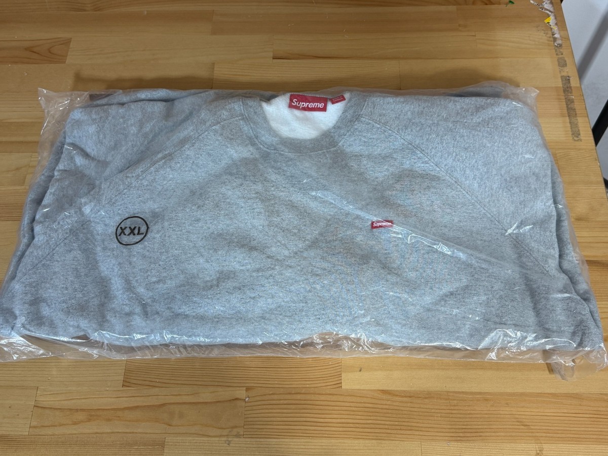 Supreme Small Box Raglan Crewneck Heather Grey Size XXL Made in
