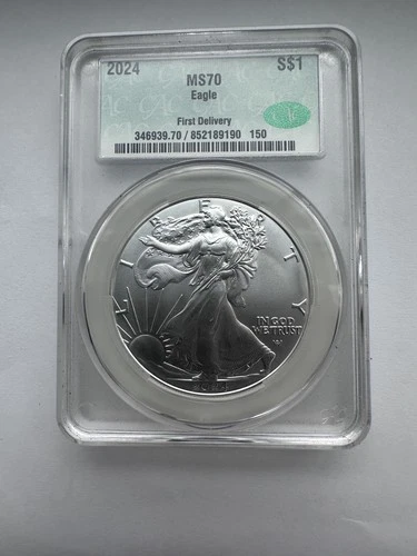 2024 $1 American Silver Eagle CAC MS70 First Delivery - Flawless 1oz Silver