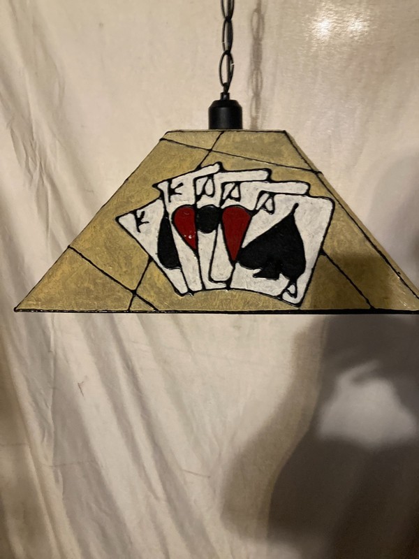 Vintage Fiberglass Poker Table/Bar Swag Light Deck of Cards Works