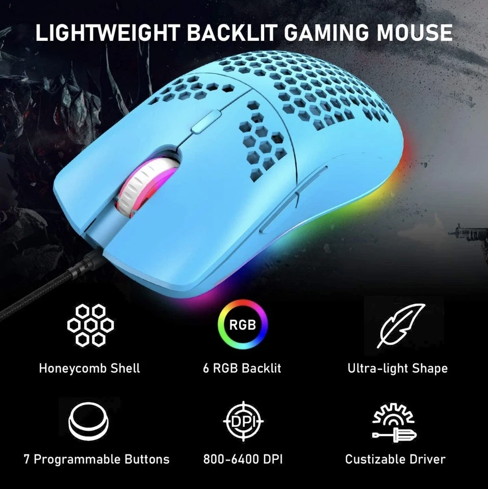 60% Mechanical Gaming Keyboard Blue Switch 68 Keys Wired RGB Gaming Mouse No Box - Image 4 of 4