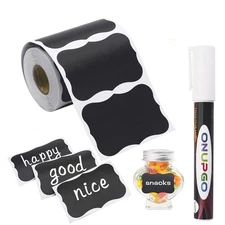 Chalkboard Labels-180pcs Waterproof Reusable Blackboard Stickers with 1 Liqui...
