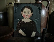 Colonial Reproduction Portraits on 8x10 Canvas Primitive Folk Art Early American