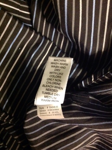 Camisa de vestir para hombre Banana Republic 17-17.5 XL 100% algodón negro azul a rayas trabajo - Imagen 6 de 6