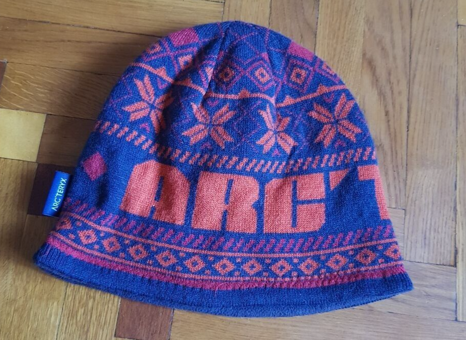 ARC'TERYX Arcteryx Cappello Uomo Vintage Reversibile Pile Grande Logo Arancione Grigio