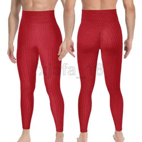 Men's Leggings Sports Gym Compression Pants Training Trousers Bubble Textured UK - Picture 15 of 30