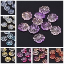 10pcs 15mm Round Flower Shape Crystal Lampwork Glass Beads For Jewelry Making