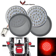 Eagle Lights 2" Harley LED Red Rear Turn Signals 1156 Single Contact Smoked Kit
