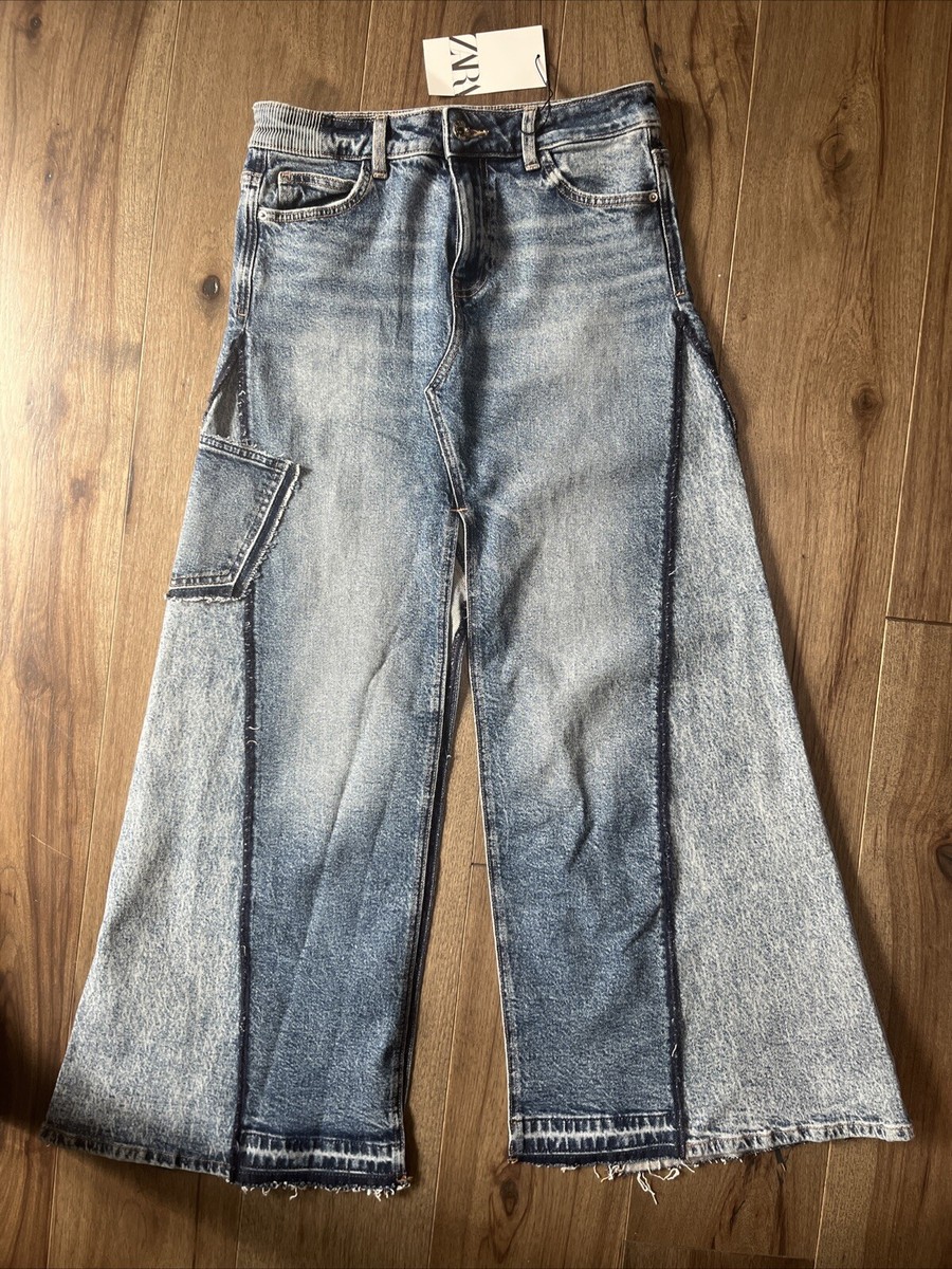 S layered work denim Mサイズ ZARA Z1975 Patchwork SLIT DENIM MIDI SKIRT Size XS Run Big