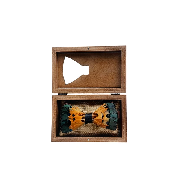 Pajarita Genius SHAKESPEARE - Pajarita de plumas de lujo hecha a mano - Marrón Foto 3 de 4