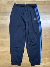 ADIDAS Women's Black 3 Stripe Jogging Athletic Pants L Ankle Zip Elastic Hem