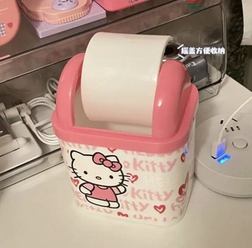 Hello Kitty Cartoon Anime Pink Mini Desktop Bedroom Trash Can With Cover - 第 5/6 張圖片