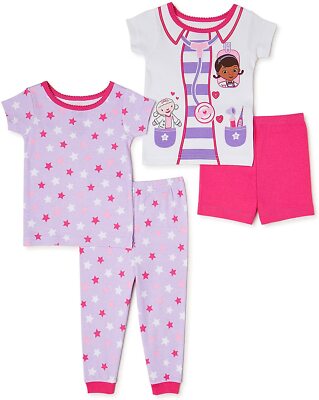 Disney Doc Mcstuffins 4PC Short Sleeve Tight Fit Cotton Pajama Set Girl Size 5T 