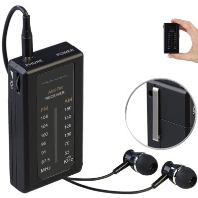 VR-Radio Mobiles Mini-FM/AM-Transistorradio mit Ohrhörern, extralange Laufzeit