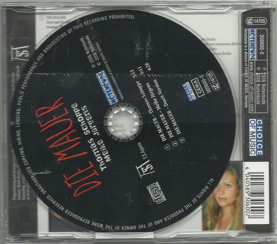 THOMAS SCHOPPE (RENFT) - DIE MAUER / SINGLE CD 2006, NEU !!! - Bild 2 von 2