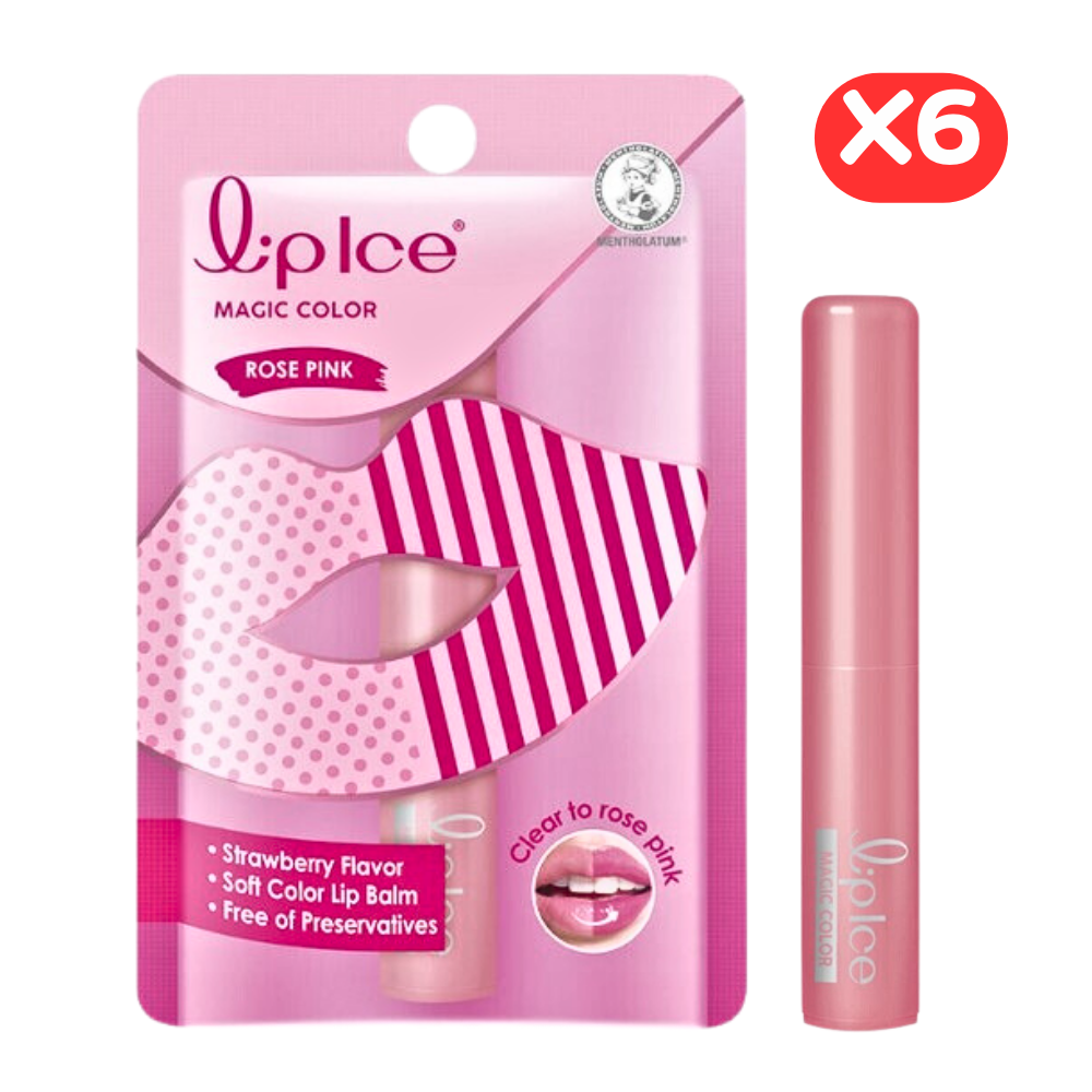 Lip Balm Color Mentholatum Magic Lip Ice Strawberry Rose Pink