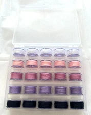 Bobbin Box with 25 Prewound Bobbin Threads on Plastic Bobbins (Rose Quartz)