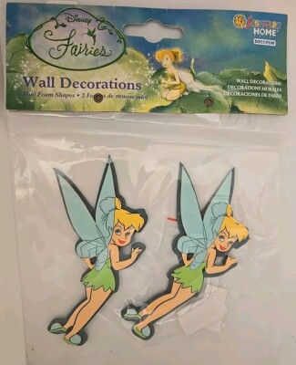 Disney Fairies Tinker Bell Wall Decorations 2 - 4.5'' Foam Shapes NEW. Sandylion