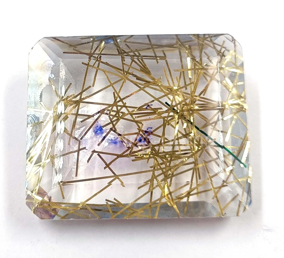 154 Ct Cushion Yellow Rutilated Quartz Certified Transparent Loose Gemstone 5JSI - Image 2 of 4